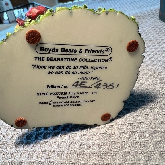 2003 Boyds Bear Bearstone Amy & Mark The Perfect Match Figurine 2277926 - Picture 5 of 11